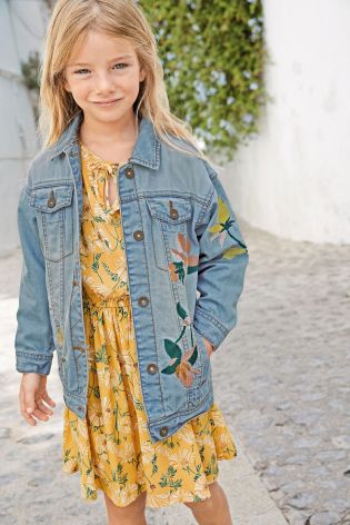 Denim Longline Embroidered Western Jacket (3-16yrs)